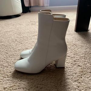 White GoGo Ankle Boots